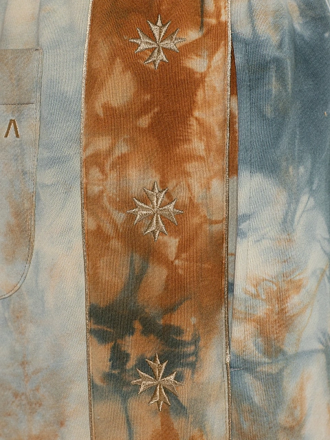 Blue & Beige Embroidered Tie-dye Cotton Tracksuit, 6