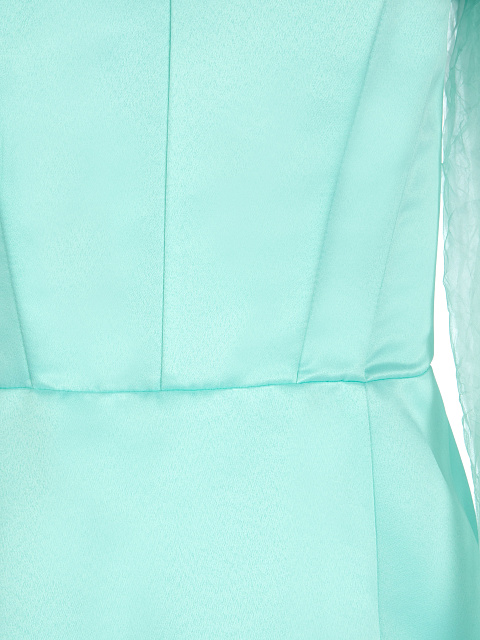 Turquoise Satin & Organza Mini Dress, 3