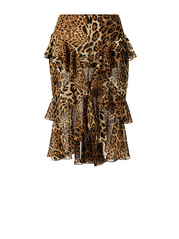 Leopard‑print midi skirt made of chiffon, 1