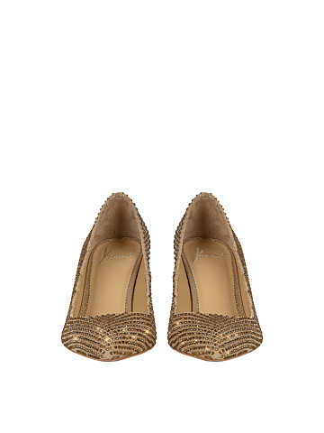 Beige Rhinestones Pumps, 2