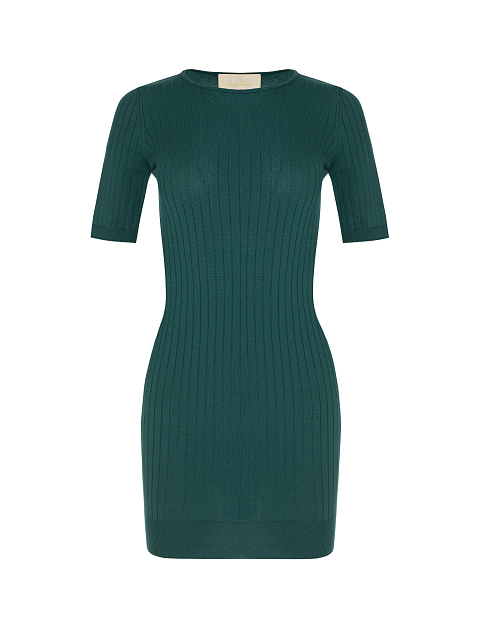 Green Ribbed Knit Mini Dress, 1