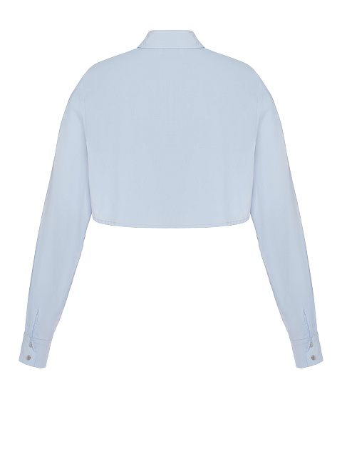 Light Blue Cotton Cropped Shirt, 2