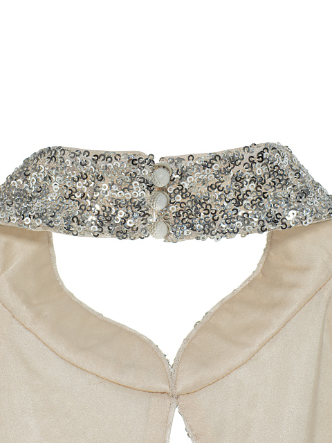 Beige Two-piece Suit Of Sequin Top And Silk Trousers, 9