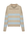 Хлопковый пуловер в широкую бежево-голубую полоску Хлопковый пуловер в широкую бежево-голубую полоску