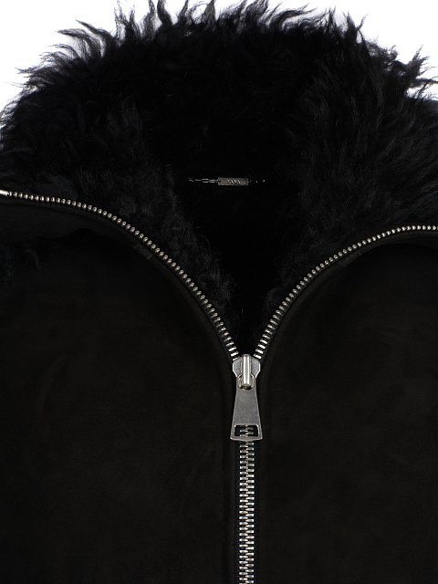 Black Embroidered Shearling Vest, 3