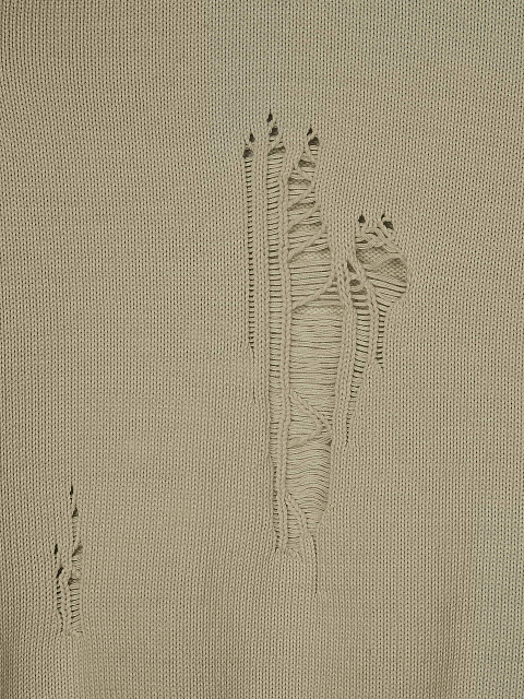 Olive cotton sweater with holes, 3