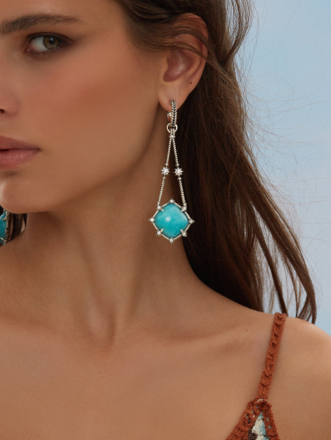 Amazonite & Cubic Zirconia & Silver Earrings, 2