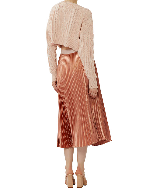 Light Pink Cotton Cropped Cable Knit Sweater, 5 Light Pink Cotton Cropped Cable Knit Sweater, 5