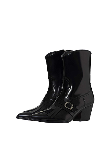 Black leather cowboy boots, 1