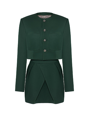 Green wool two-piece suit , 1