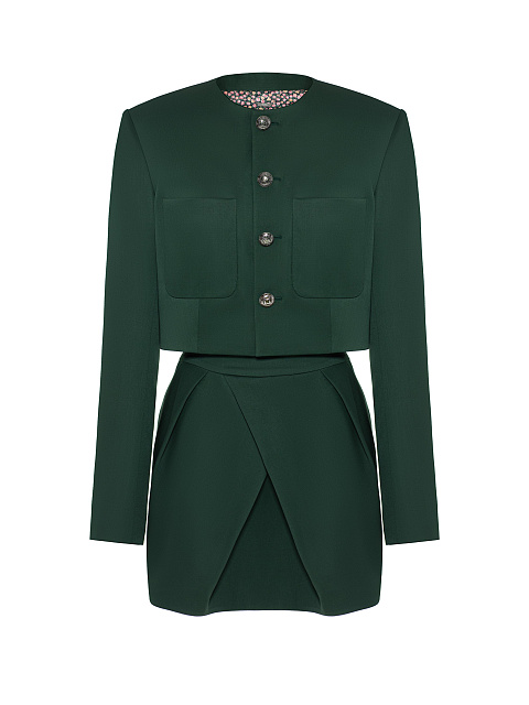 Green wool two-piece suit , 1