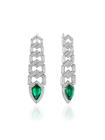 Long earrings with emeralds, 1