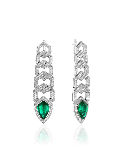 Long earrings with emeralds, 1 Long earrings with emeralds, 1