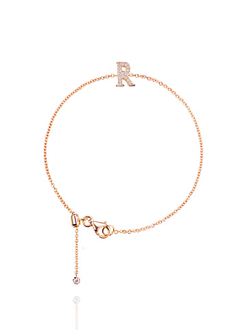 Round Diamond & Rose Gold "R" Bracelet, 1