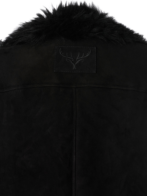 Black Embroidered Shearling Vest, 4