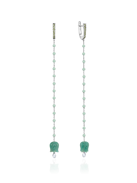 Long bell earrings with prasiolite and amazonite, 1 Long bell earrings with prasiolite and amazonite, 1