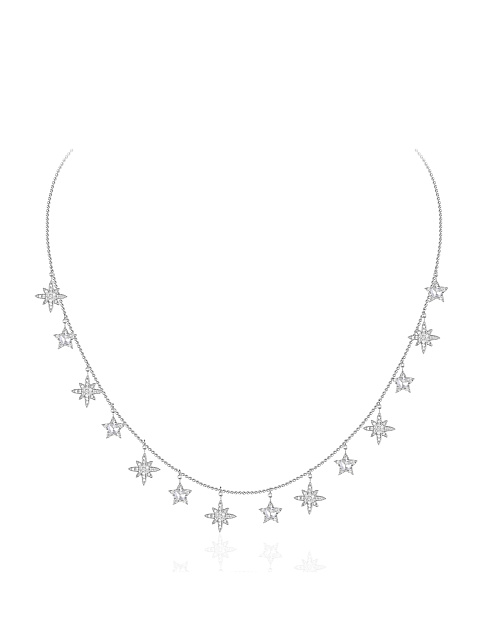 White gold necklace with star-shaped pendants, 1