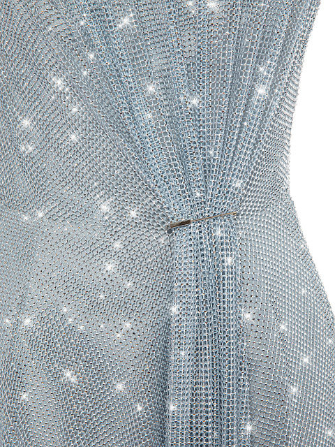 Light Blue Rhinestone Mesh Mini Dress, 3