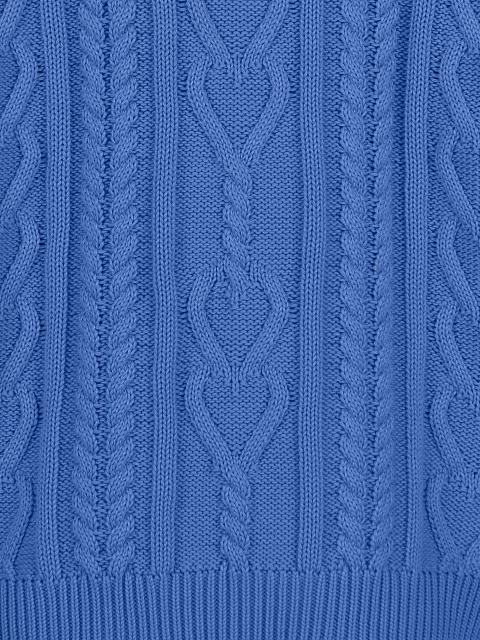 Blue Unisex Cable Knit Cotton Sweater, 3 Blue Unisex Cable Knit Cotton Sweater, 3