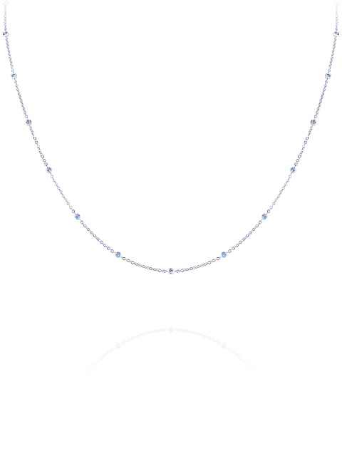 White gold necklace with Sky topazes, 1
