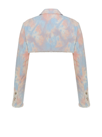 Pink Tie-dye Denim Bolero Jacket, 2
