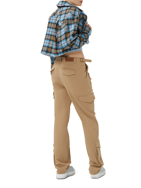 Blue Checked Cropped Faux Fur Lined Shirt, 7 Blue Checked Cropped Faux Fur Lined Shirt, 7