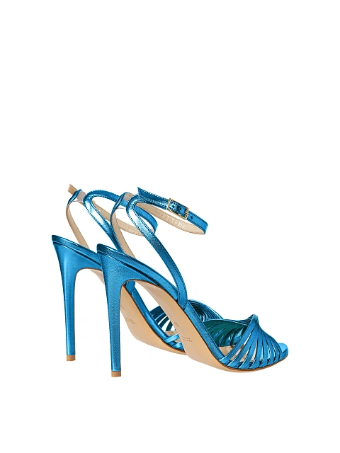 Blue leather sandals, 3