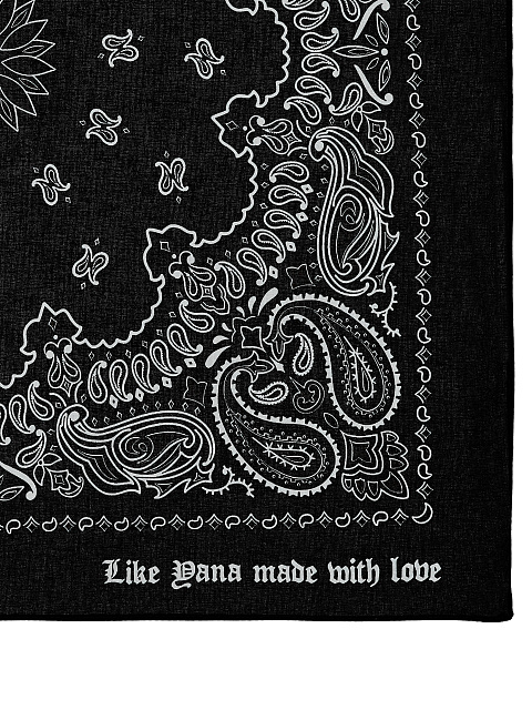 Black Cotton Paisley Printed Bandana, 2 Black Cotton Paisley Printed Bandana, 2