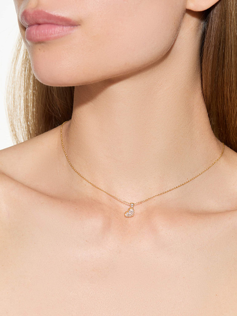 Necklace in yellow gold with a heart-shaped pendant, 2