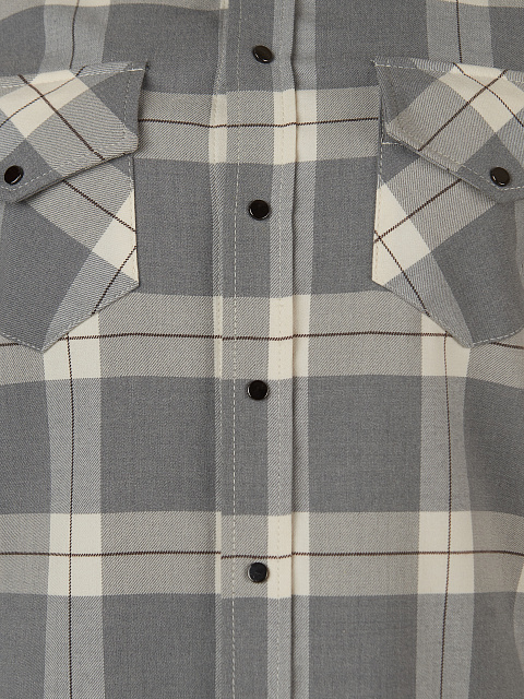 Grey Wool & Rayon Checked Shirt, 3 Grey Wool & Rayon Checked Shirt, 3