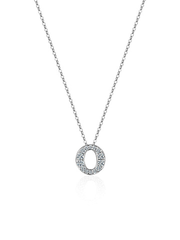 White gold necklace with a pendant in the shape of the letter O, 1
