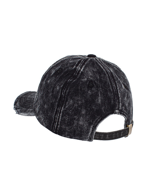 Black Leather Trim YD Washed Denim Cap, 3