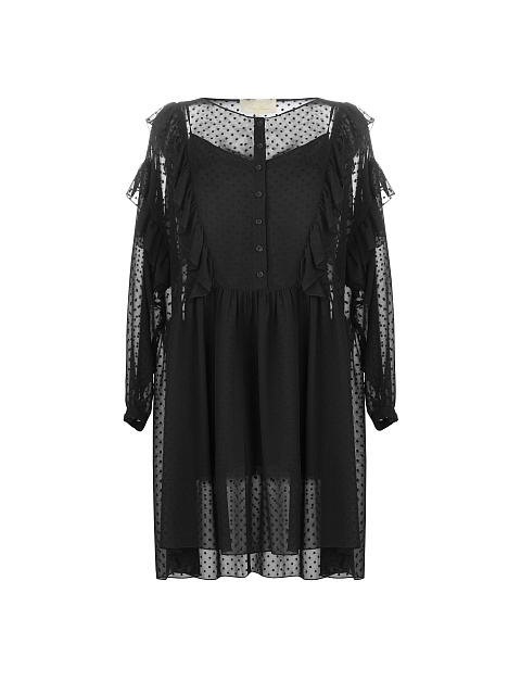 Black Ruffled Mini Dress , 1