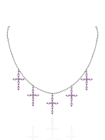 Silver & Amethyst Cross Necklace, 1