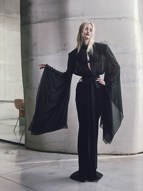 Black chiffon bodysuit blouse with lace, 2 Black chiffon bodysuit blouse with lace, 2