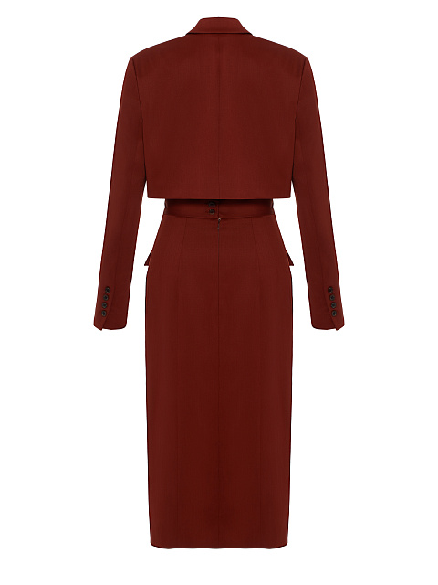 Bordeaux Wool Midi Skirt Suit, 2 Bordeaux Wool Midi Skirt Suit, 2
