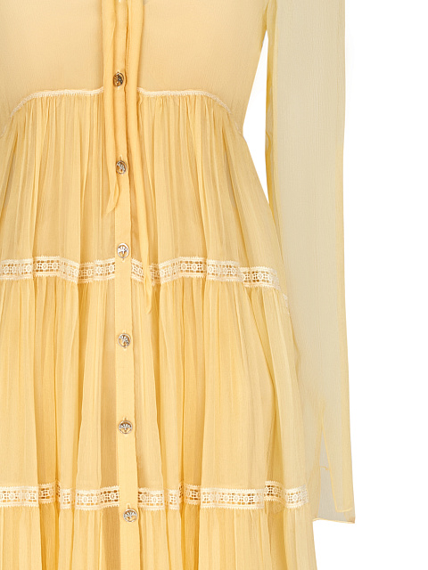 Yellow Chiffon Midi Dress, 3