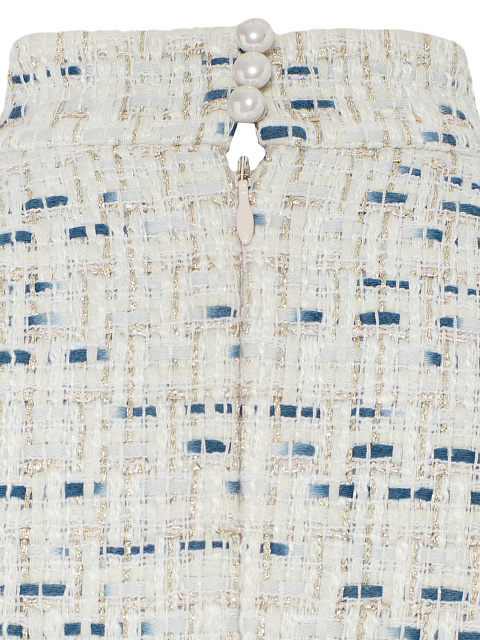 Milky Blue Tweed Mini Dress with Crystals, 5 Milky Blue Tweed Mini Dress with Crystals, 5