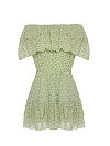 Светло-зеленое шифоновое платье-мини с открытыми плечами
