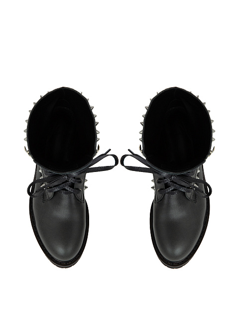 Black Leather Studded Boots, 4