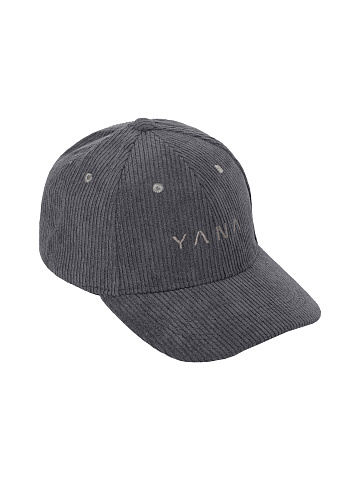 Dark grey corduroy cap with Yana embroidery, 1