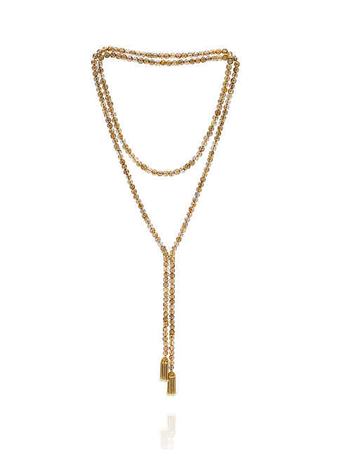 Yellow gold necklace-belt with rutilated quartz and diamonds, 1