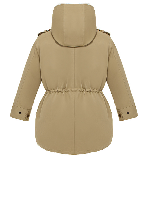 Kids’ khaki parka made of raincoat fabric with faux fur, 3 Kids’ khaki parka made of raincoat fabric with faux fur, 3