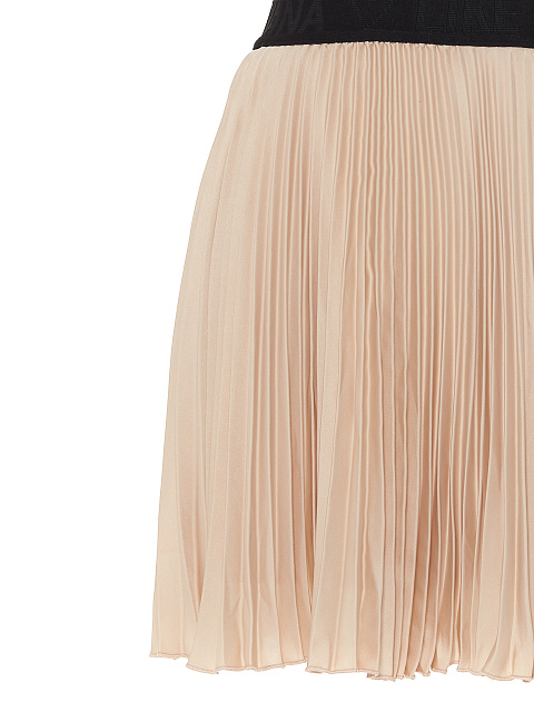 Beige Pleated Mini Skirt, 3