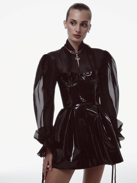 Necklace with a removable pendant made of white gold with rubies and diamonds, 6