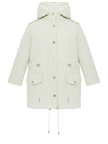 Kids’ milk-colored parka made of raincoat fabric with faux fur, 2