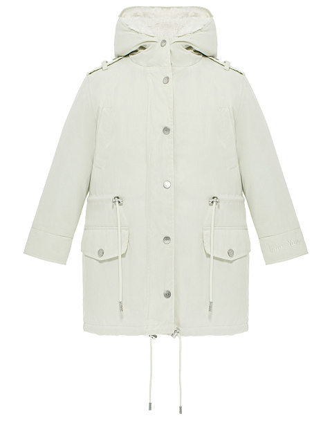 Kids’ milk-colored parka made of raincoat fabric with faux fur, 2 Kids’ milk-colored parka made of raincoat fabric with faux fur, 2