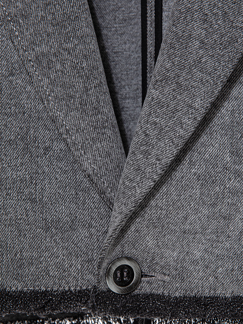 Grey Cropped Washed Denim Jacket, 3