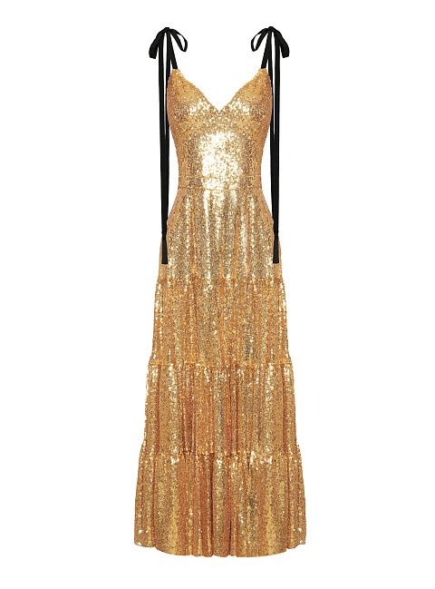 Golden Sequined Midi Dress, 1 Golden Sequined Midi Dress, 1
