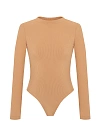 Темно-бежевое боди с длинным рукавом и круглым вырезом Темно-бежевое боди с длинным рукавом и круглым вырезом